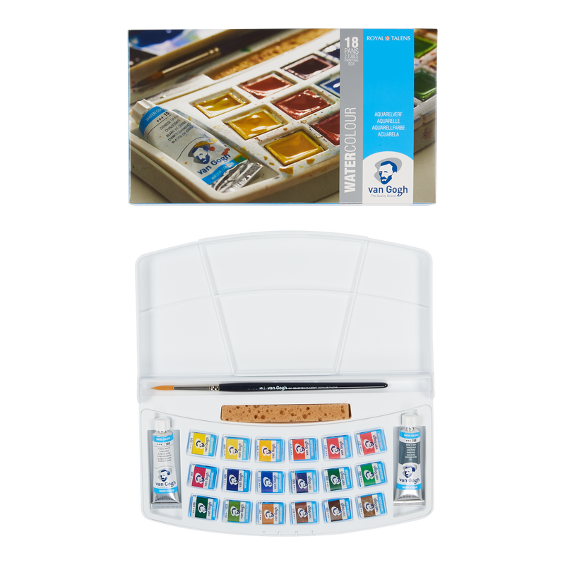 Van Gogh Box of Watercolors 18 x 1/2 Godet + 2 tubes + Brush