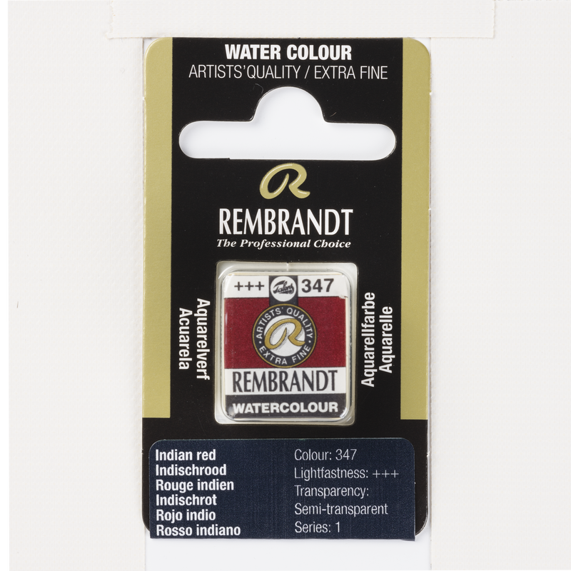 Watercolor Rembrandt 1/2 Godet Watercolor No. 347 Indian Red Color