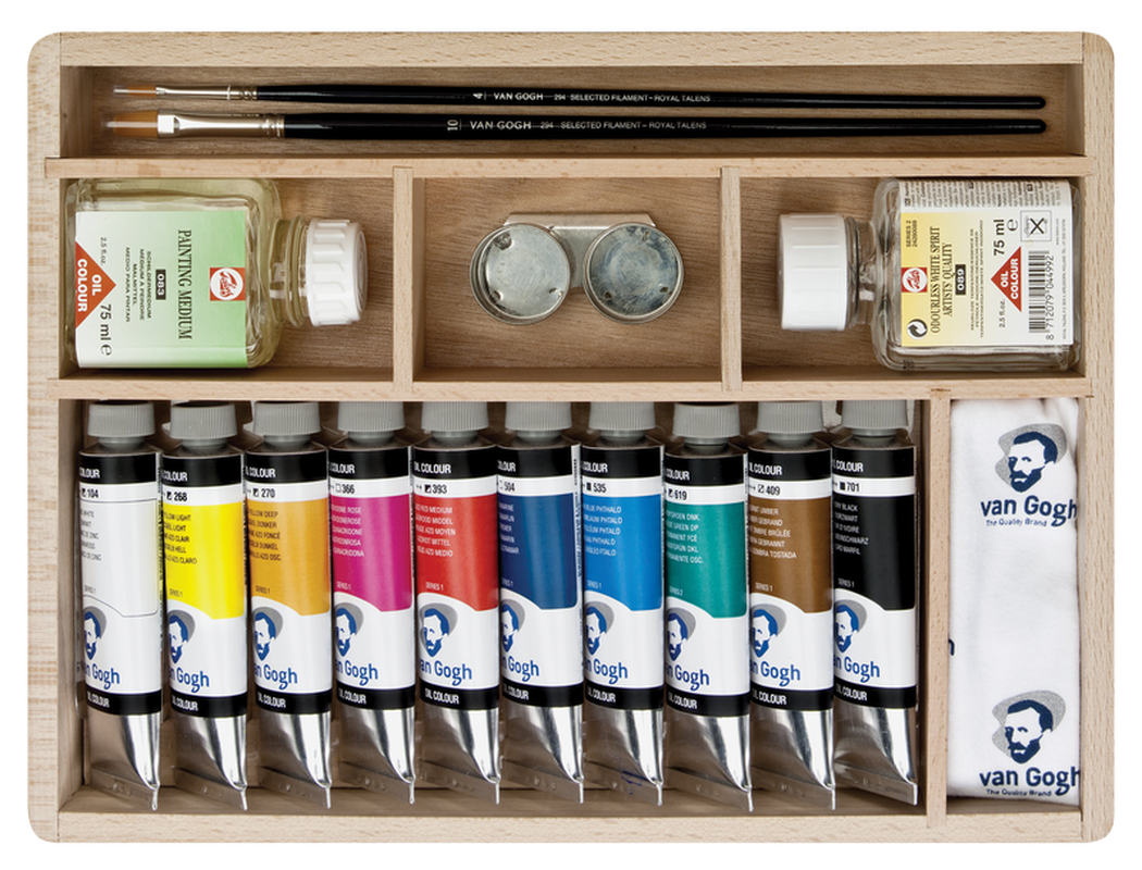 Van Gogh Wooden Box of Goc Basic Oils 10 tubes x 40ml