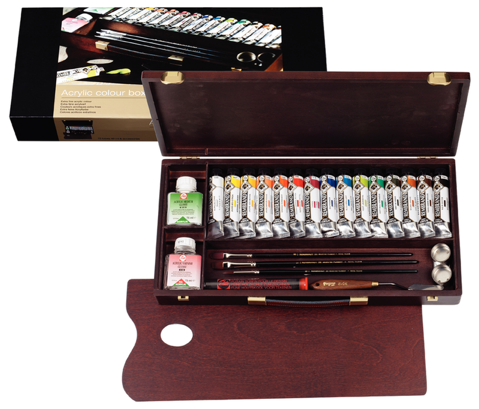 Rembrandt Professional Rac Acrylics Wood Box 15 Tubes x 40ml