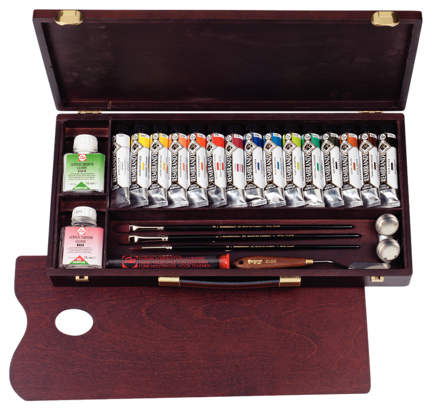 Rembrandt Professional Rac Acrylics Wood Box 15 Tubes x 40ml