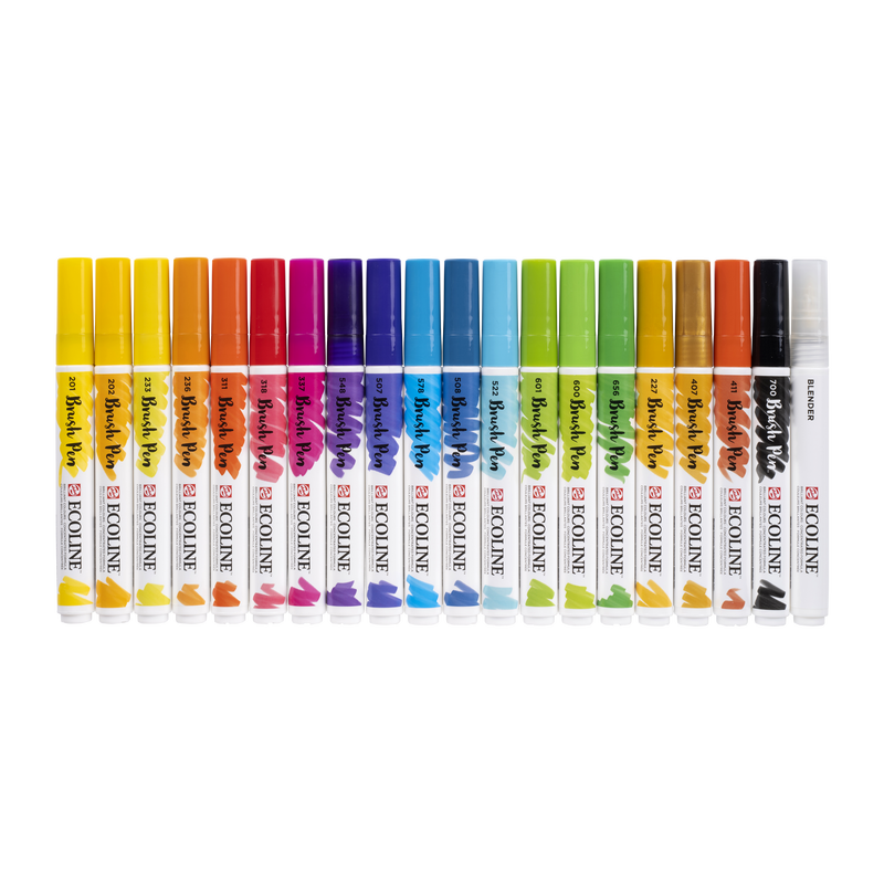 Talens Set of 20 Brush Pen Ecoline markers
