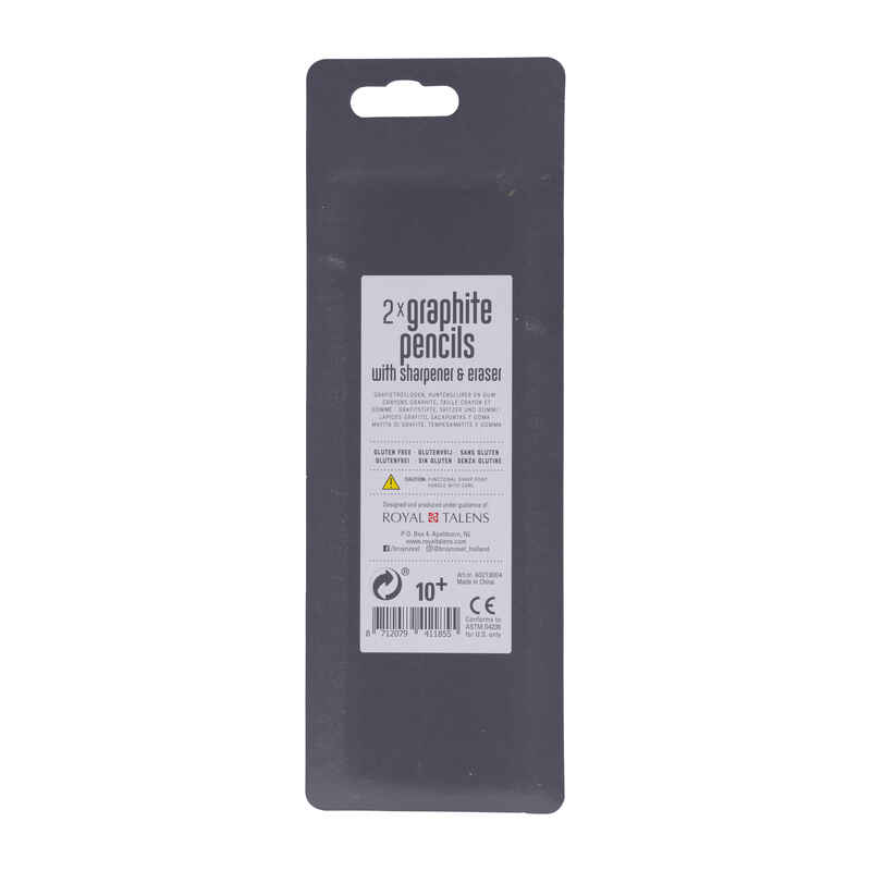 Set of 2 Bruynzell graphite pencils with sharpener and eraser