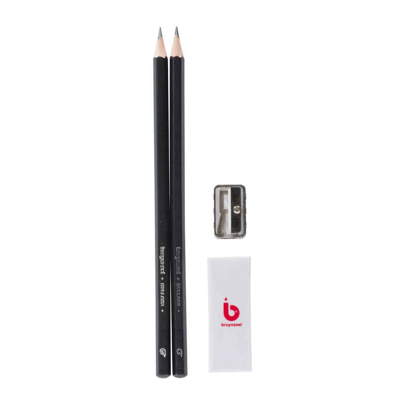Set of 2 Bruynzell graphite pencils with sharpener and eraser