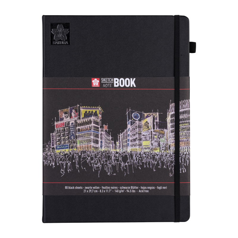 Sakura Talens Bloc Sketch Note Book  Hojas Negras 140gr  21x29 7cm 80 Hojas