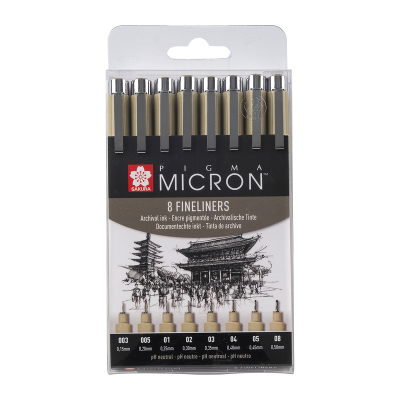 Sakura Talens Set de 8 rotuladores Micron  8 fineliners