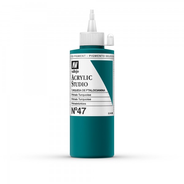 Acrylic Studio Vallejo 200ml Number 47 Color Phthalo Turquoise