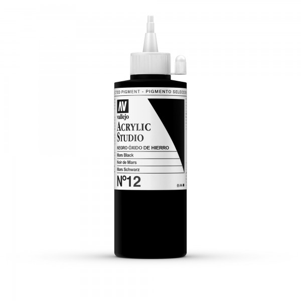 Acrylic Studio Vallejo 200ml Number 12 Color Iron Oxide Black