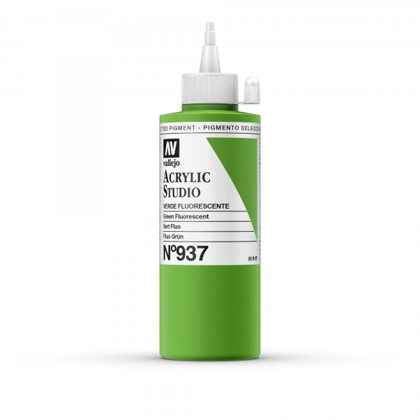 Acrylic Studio Vallejo 200ml Number 937 Color Fluorescent Green