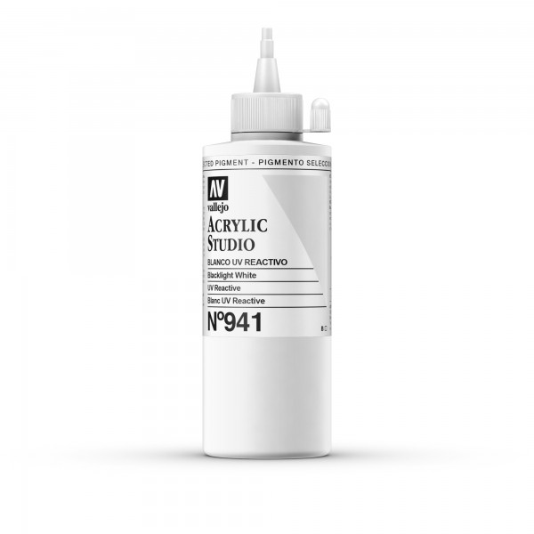 Acrylic Studio Vallejo 200ml Number 941 Color White UV Reactive White