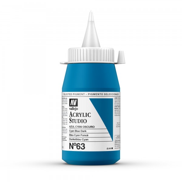 Acrylic Studio Vallejo 500ml Number 63 Color Dark Cyan Blue