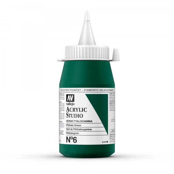 Acrylic Studio Vallejo 500ml Number 6 Color Phthalo Green