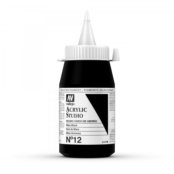 Acrylic Studio Vallejo 500ml Número 12 Color Negro Óxido de Hierro