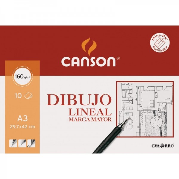 Canson Papeles Guarro Dibujo Lineal Marca Mayor 160gr A3 10 Hojas