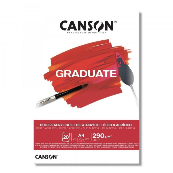 Canson Bloc Graduate para óleo y acrílico 290gr A4 20 Hojas