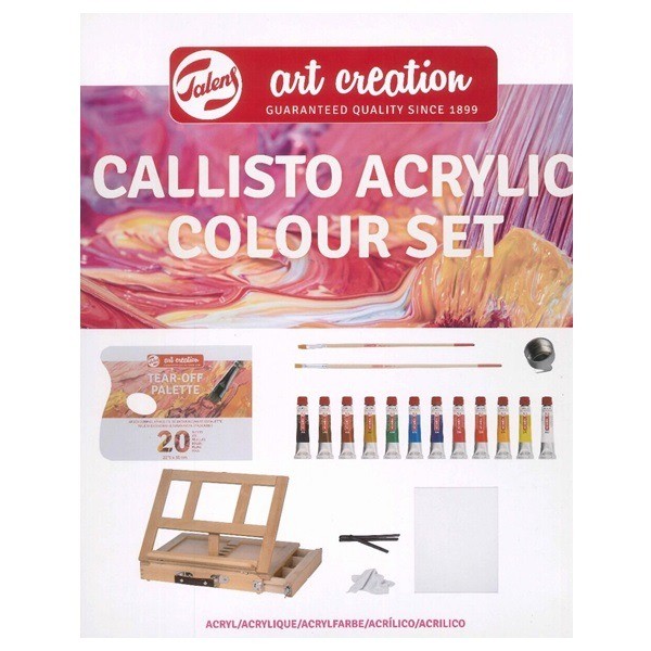 Art Creation Set de Acrílicos 12 colores + Caballete + Accesorios Callisto Talens