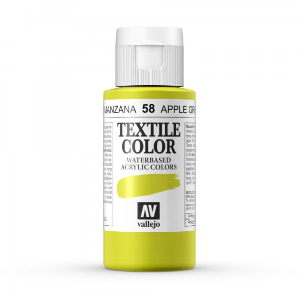 Vallejo Color Textile Paint Number 58 Color Apple Green 60ml