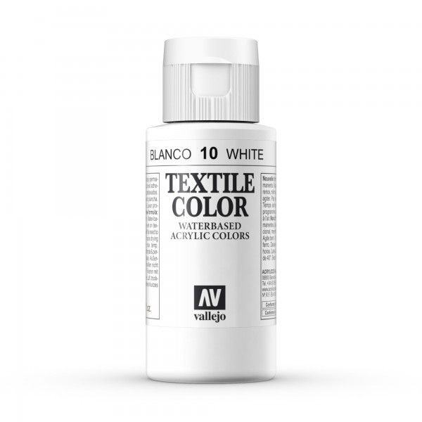 Pintura Textil Color Vallejo Número 10 Color Blanco 60ml